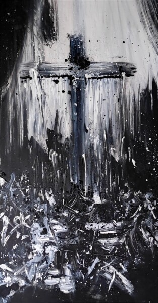 Schilderij getiteld "The cross" door Karls, Origineel Kunstwerk, Olie