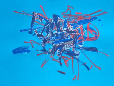 Drawing titled "Blue drawing" by Karls, Original Artwork, Acrylic