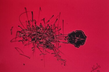 Dessin intitulée "Red 2" par Karls, Œuvre d'art originale, Acrylique