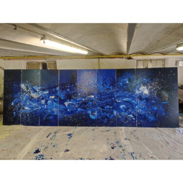 Peinture intitulée "BLUE DEPHT" par Karls, Œuvre d'art originale, Huile