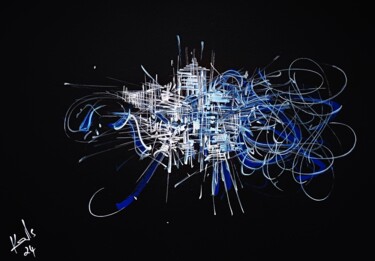 Dibujo titulada "blue white" por Karls, Obra de arte original, Acrílico