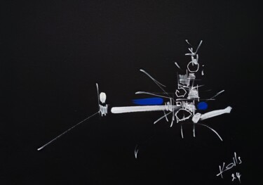 Drawing titled "blue white black" by Karls, Original Artwork, Acrylic