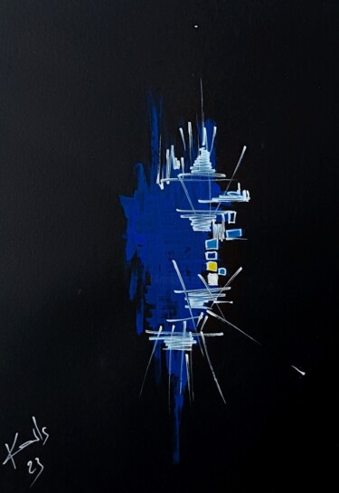Drawing titled "blue 5" by Karls, Original Artwork, Acrylic