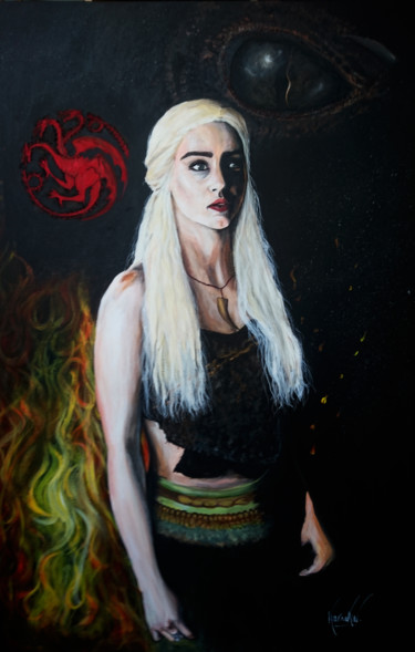 Peinture intitulée "Daenerys Targaryen" par Karnakiev, Œuvre d'art originale, Acrylique Monté sur Châssis en bois