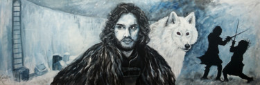 Painting titled "Jon Snow" by Karnakiev, Original Artwork, Acrylic Mounted on Wood Stretcher frame