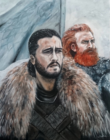 Peinture intitulée "Jon Snow et Tormund" par Karnakiev, Œuvre d'art originale, Acrylique Monté sur Châssis en bois