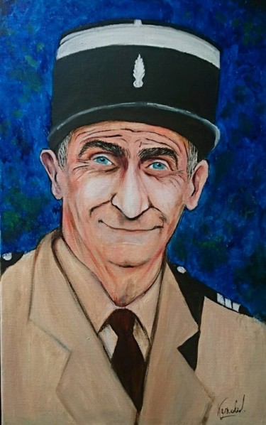 Peinture intitulée "Louis de Funès" par Karnakiev, Œuvre d'art originale, Acrylique Monté sur Châssis en bois