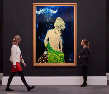 Картина под названием "Blue Royals" - Karol Bichel, Подлинное произведение искусства, Масло