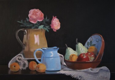 Painting titled "Nature morte aux fr…" by Karol Reber, Original Artwork, Oil