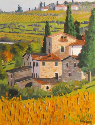 Картина под названием "Panzano in Chianti" - Karol Reber, Подлинное произведение искусства, Масло