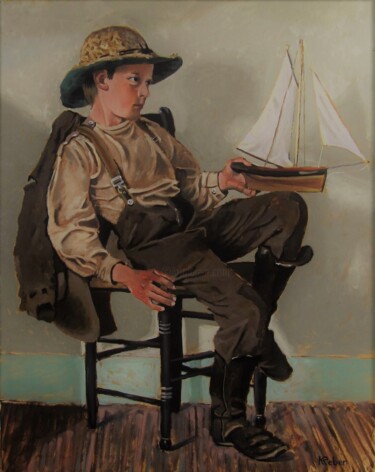 Painting titled "Un jeune marin en h…" by Karol Reber, Original Artwork, Oil