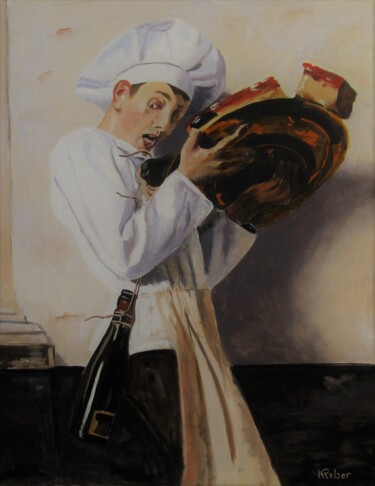Pintura intitulada "Le commis de cuisine" por Karol Reber, Obras de arte originais, Óleo