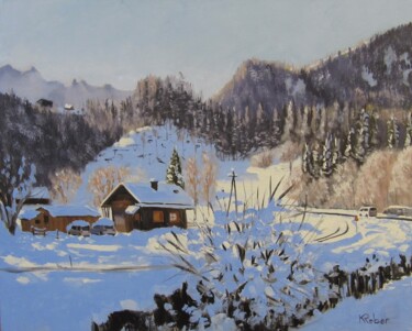 Painting titled "Chalet de chasse da…" by Karol Reber, Original Artwork, Oil