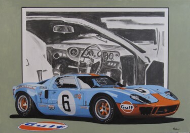 「Ford GT40」というタイトルの絵画 Karol Reberによって, オリジナルのアートワーク, オイル