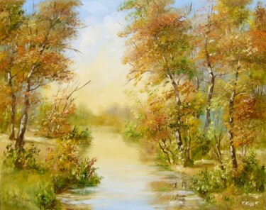 Pintura intitulada "Autumn" por Karola Kiss, Obras de arte originais, Óleo Montado em Painel de madeira