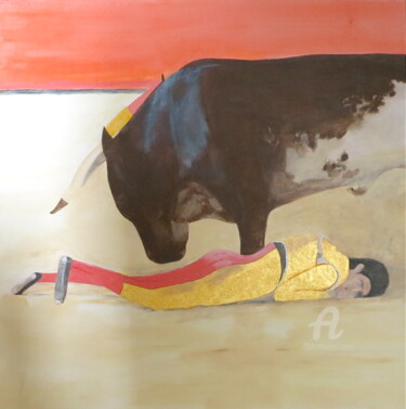 Malerei mit dem Titel "Corrida : Mort dans…" von Carole Labeyrie (Karolab), Original-Kunstwerk, Acryl Auf Keilrahmen aus Hol…