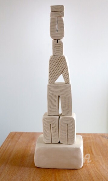 Sculpture titled "6 Lettres pour MARI…" by Carole Labeyrie (Karolab), Original Artwork, Clay