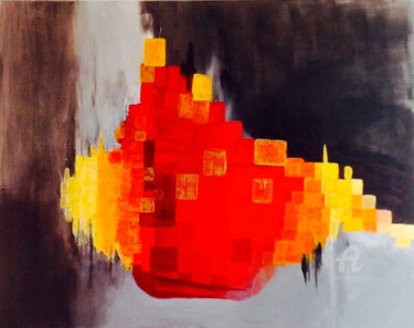 Painting titled "L'heure rouge" by Carole Labeyrie (Karolab), Original Artwork, Acrylic
