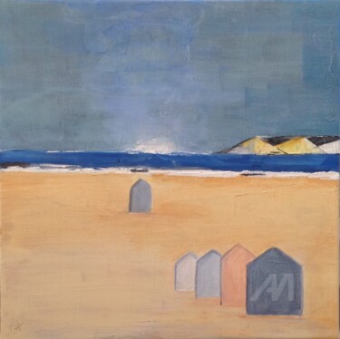 Painting titled "Sur la plage" by Carole Labeyrie (Karolab), Original Artwork, Acrylic Mounted on Wood Stretcher frame