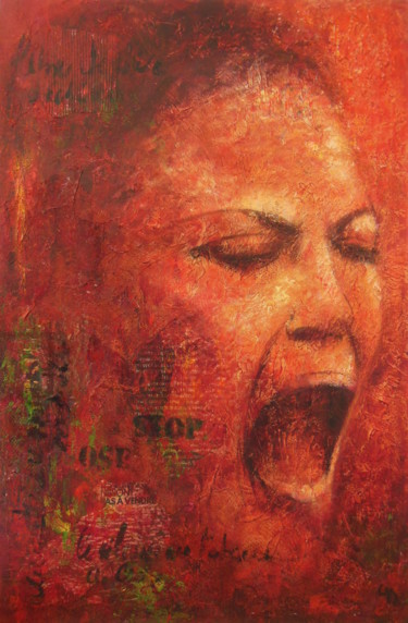 Painting titled "LE CRI" by Karole Aubourg, Original Artwork, Acrylic