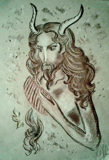 Dessin intitulée "Faun" par Karolina Ingo (Karolina Navi -Ingo), Œuvre d'art originale, Pastel