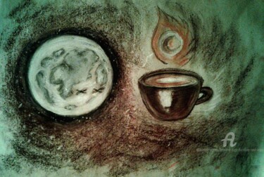 제목이 "Moonlight in a Cup…"인 그림 Karolina Ingo (Karolina Navi -Ingo)로, 원작, 파스텔