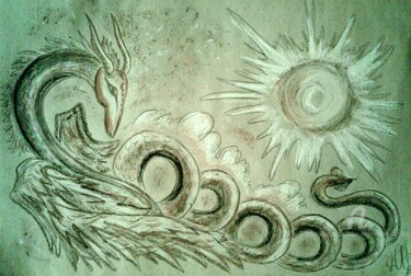 Dibujo titulada "Dragon enchanted by…" por Karolina Ingo (Karolina Navi -Ingo), Obra de arte original, Pastel