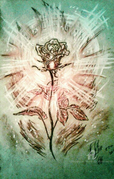 Drawing titled "Rose on fire" by Karolina Ingo (Karolina Navi -Ingo), Original Artwork, Pastel
