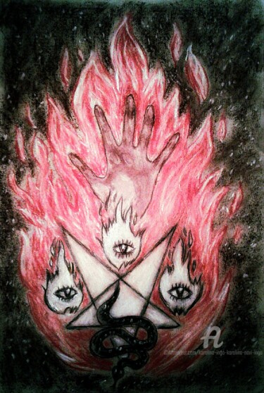Drawing titled "Three Eyes-Sigil of…" by Karolina Ingo (Karolina Navi -Ingo), Original Artwork, Pastel