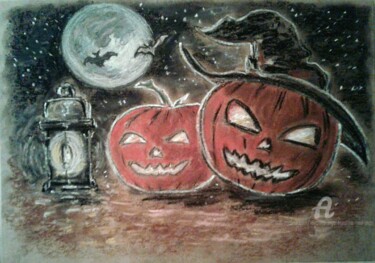 Disegno intitolato "Halloween" da Karolina Ingo (Karolina Navi -Ingo), Opera d'arte originale, Pastello