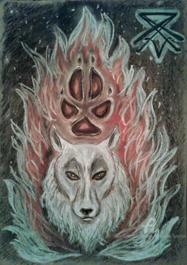 Dessin intitulée "Wolf Trail. Sigil o…" par Karolina Ingo (Karolina Navi -Ingo), Œuvre d'art originale, Pastel