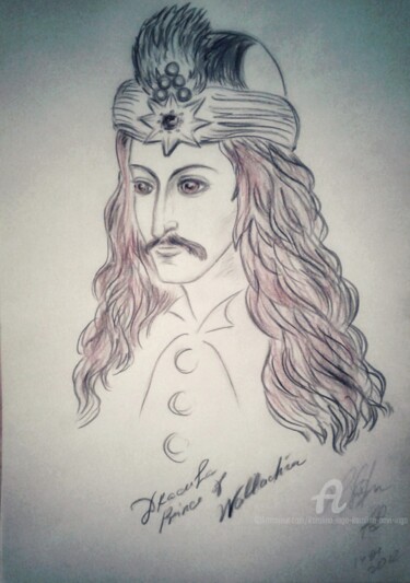 Disegno intitolato "Dracula. Prince of…" da Karolina Ingo (Karolina Navi -Ingo), Opera d'arte originale, Matita