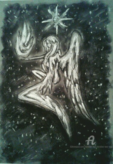 Desenho intitulada "Little Angel" por Karolina Ingo (Karolina Navi -Ingo), Obras de arte originais, Giz