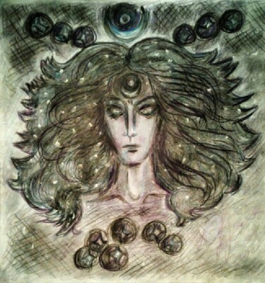 Disegno intitolato "Queen of the Night" da Karolina Ingo (Karolina Navi -Ingo), Opera d'arte originale, Matite colorate