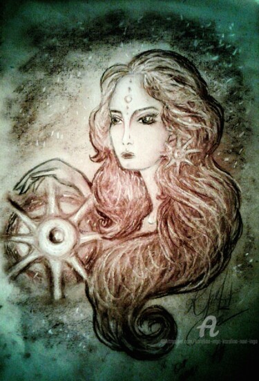 Desenho intitulada "Goddess of Magic" por Karolina Ingo (Karolina Navi -Ingo), Obras de arte originais, Pastel