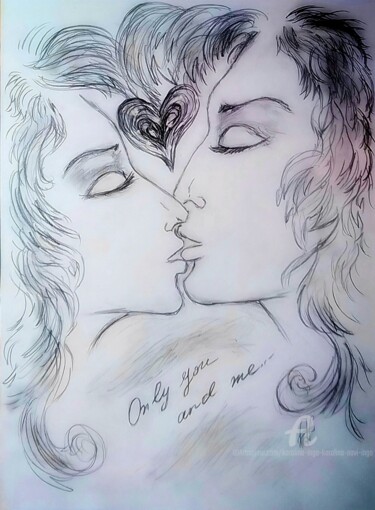 Disegno intitolato "Only you and me" da Karolina Ingo (Karolina Navi -Ingo), Opera d'arte originale, Matita
