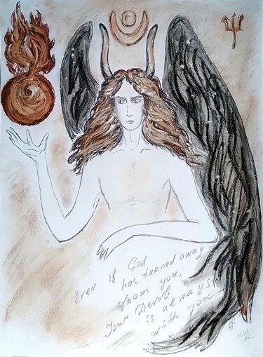 Disegno intitolato "Your Devil is alway…" da Karolina Ingo (Karolina Navi -Ingo), Opera d'arte originale, Matita