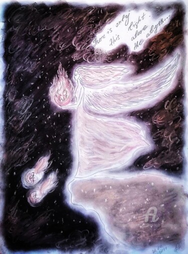 Dessin intitulée "Light above the Aby…" par Karolina Ingo (Karolina Navi -Ingo), Œuvre d'art originale, Pastel
