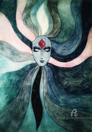 Painting titled "Forever Dreaming" by Karolina Ingo (Karolina Navi -Ingo), Original Artwork, Gouache