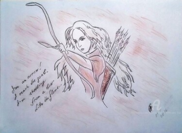 图画 标题为“I'm an Arrow!” 由Karolina Ingo (Karolina Navi -Ingo), 原创艺术品, 铅笔