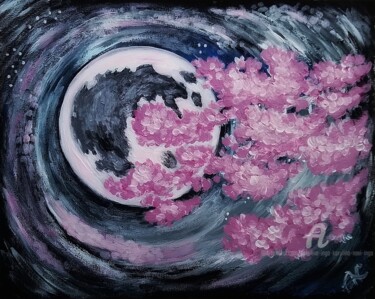Painting titled "Cherry Blossoms on…" by Karolina Ingo (Karolina Navi -Ingo), Original Artwork, Acrylic