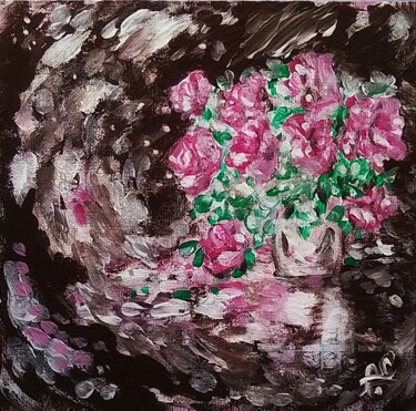 Картина под названием "Roses in reflected…" - Karolina Ingo (Karolina Navi -Ingo), Подлинное произведение искусства, Акрил