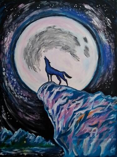绘画 标题为“Full Moon Werewolf” 由Karolina Ingo (Karolina Navi -Ingo), 原创艺术品, 丙烯