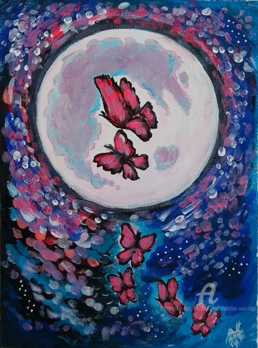 Painting titled "Butterflies in the…" by Karolina Ingo (Karolina Navi -Ingo), Original Artwork, Acrylic