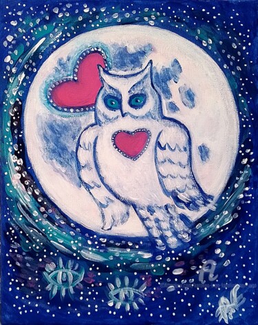 Painting titled "Owl Totem" by Karolina Ingo (Karolina Navi -Ingo), Original Artwork, Acrylic