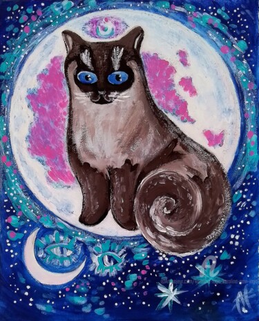 绘画 标题为“Totem of the Cat” 由Karolina Ingo (Karolina Navi -Ingo), 原创艺术品, 丙烯