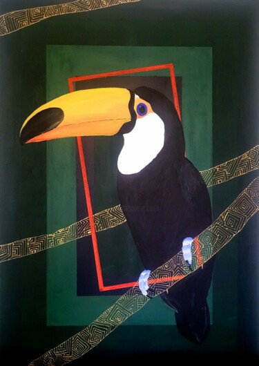 Peinture intitulée "Tukan" par Karolina Kowalczyk, Œuvre d'art originale, Acrylique Monté sur Châssis en bois