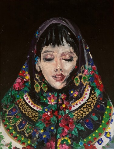 Pittura intitolato "Стара бабусина хуст…" da Karolina Naichuk, Opera d'arte originale, Acrilico