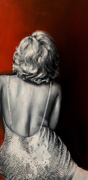 Painting titled "Marilyn Monroe" by Karolina Naichuk, Original Artwork, Oil Mounted on Wood Stretcher frame