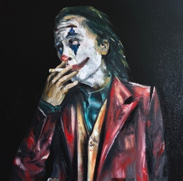 Painting titled "Joker" by Karolina Naichuk, Original Artwork, Oil Mounted on Cardboard